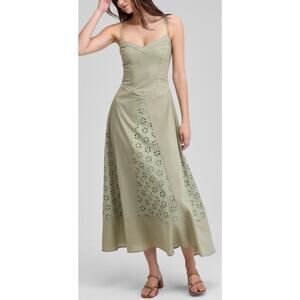 AND NOW THIS dress women's small green eyelet midi sundress cottagecore